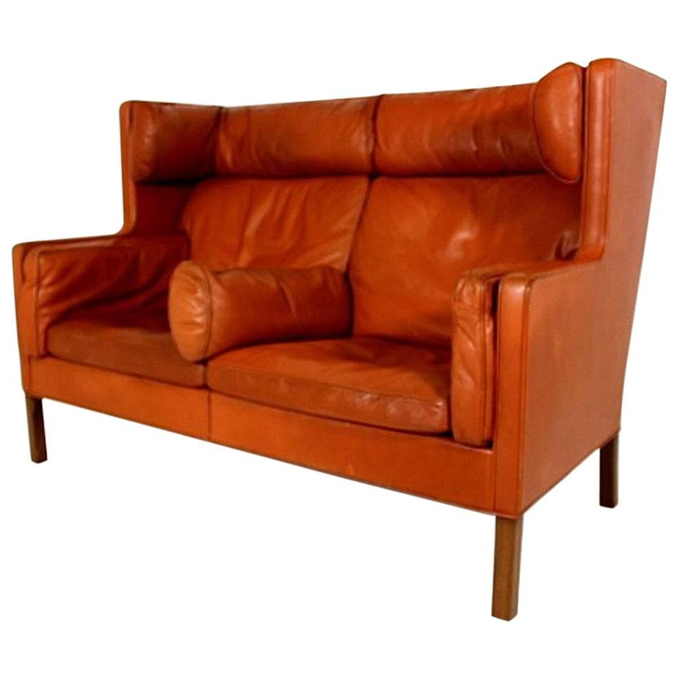 High Back Leather Sofa "Coupé" by Børge Mogensen for Frederica Stolefabrik Model
