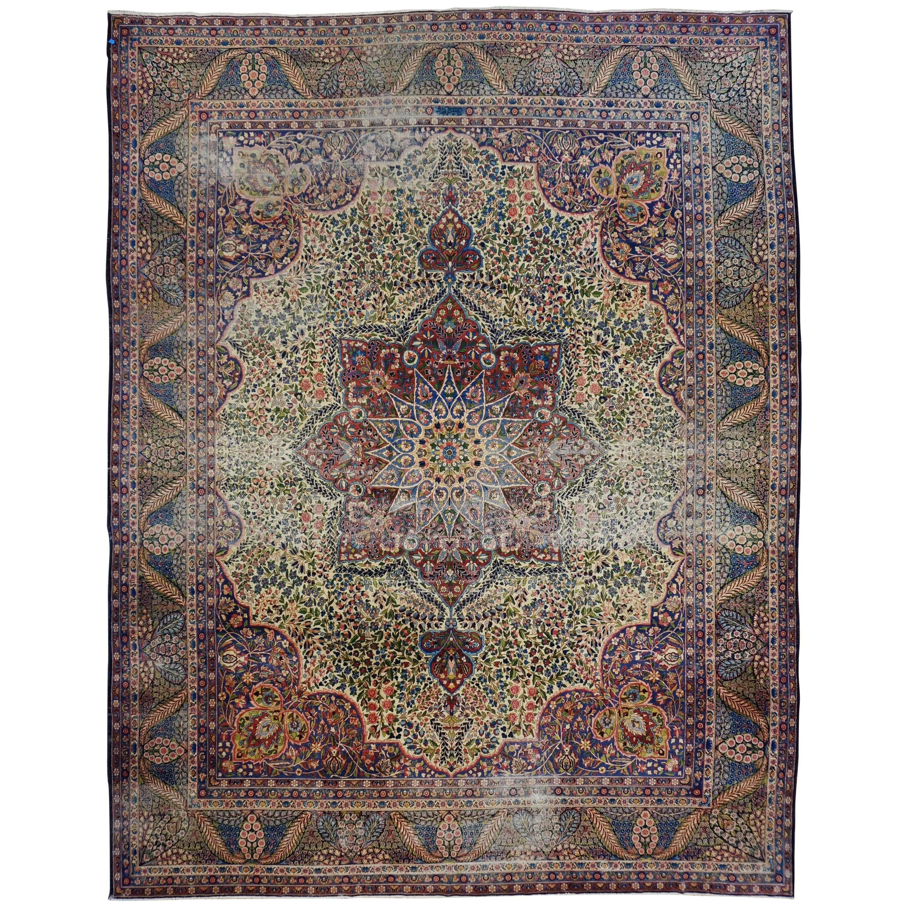 Persian Kerman Lavar First Quarter of the 20th Century Oriental Rug For Sale