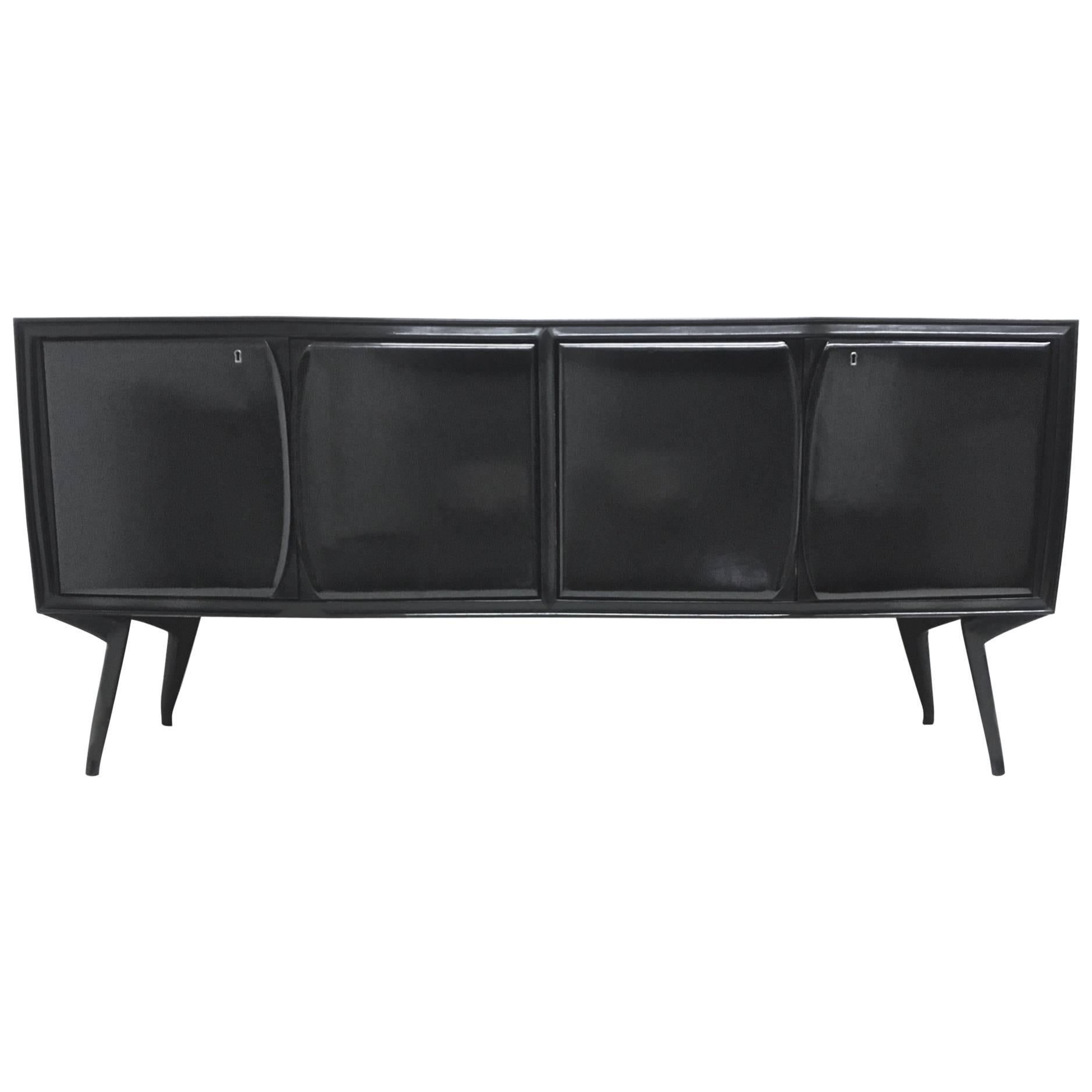 Italian Ebonized Wood Bar Cabinet, Italy, 1950s