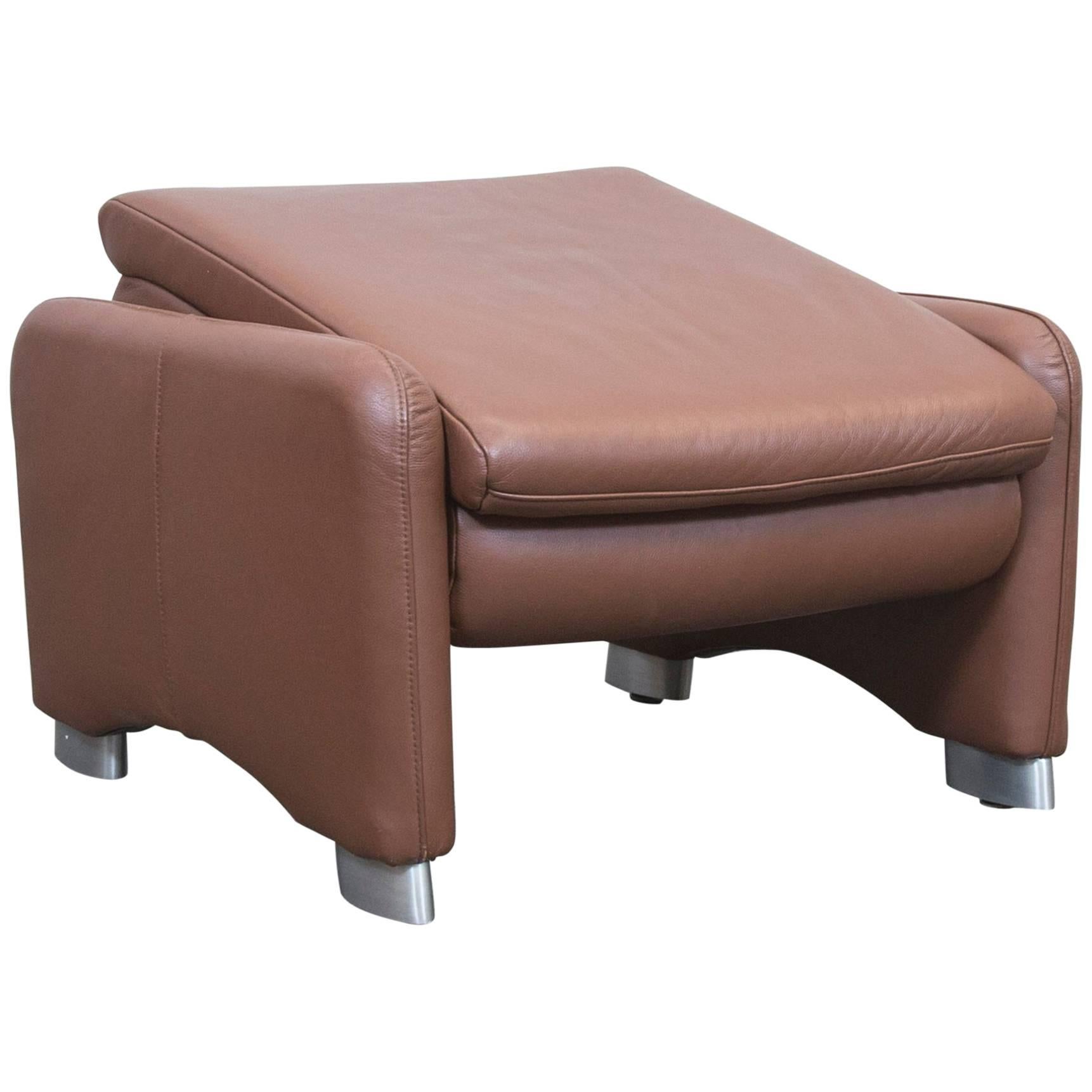 Hülsta Designer Footstool Pouff Brown Leather Function Couch Modern