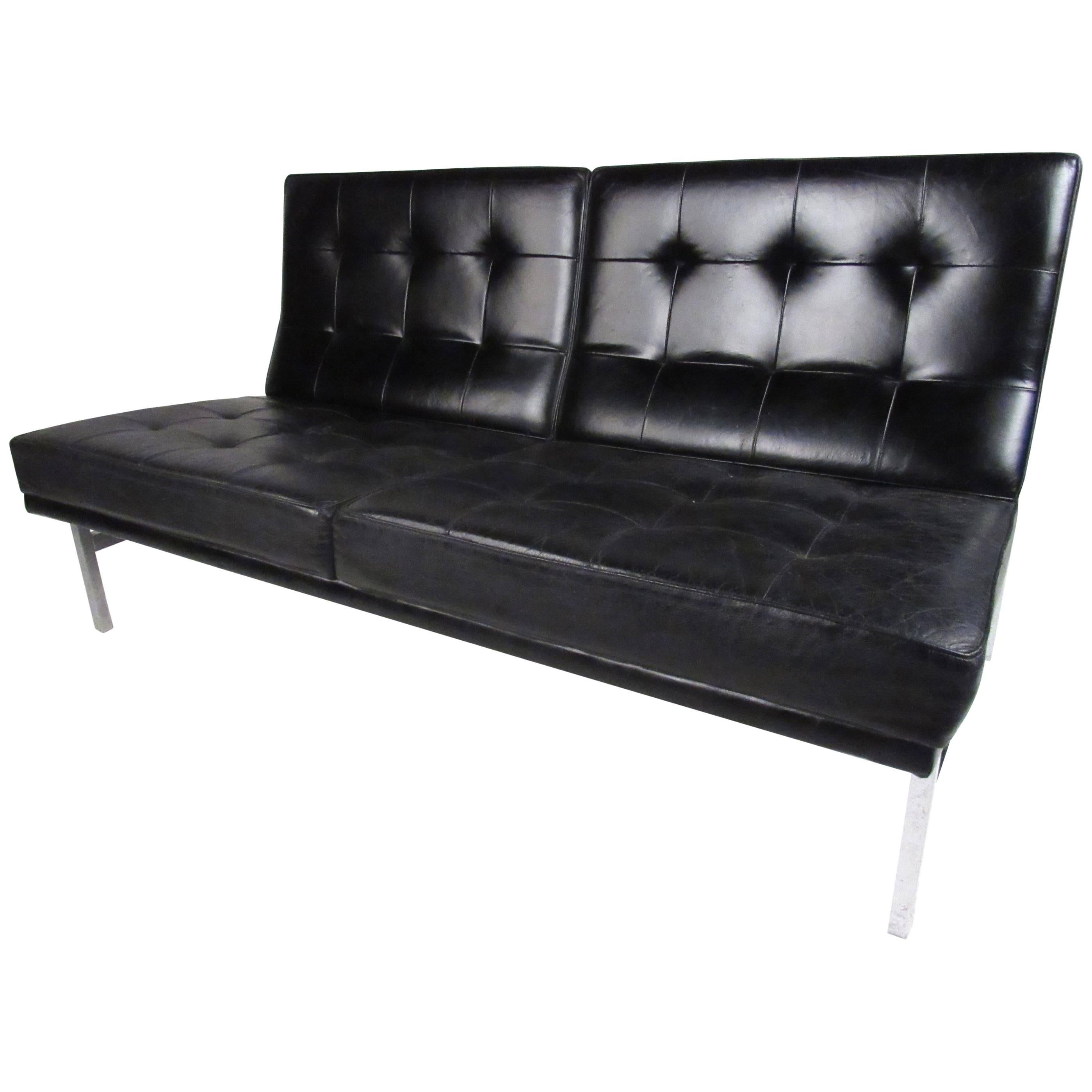 Early Knoll Tufted Leather Armless Sofa
