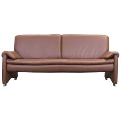 Hülsta Designer Sofa Brown Leather Three-Seat Couch Modern