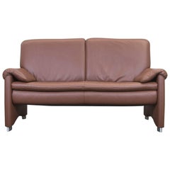 Hülsta Designer Sofa Brown Leather Two-Seat Couch Modern 6