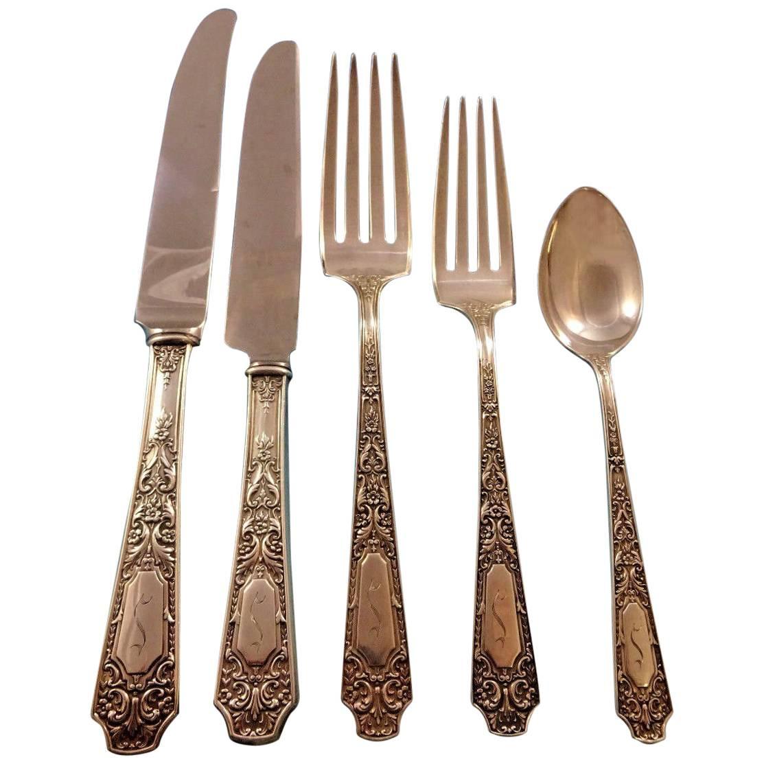 Cellini by Alvin Sterling Silver Flatware Set Service 34 Pieces S Monogram