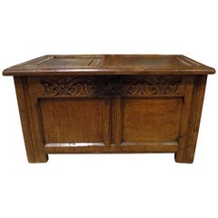 Rare Small Oak 17th Century Two-Panel Coffer