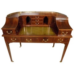 Fine Quality Edwardian Period Flamed Mahogany Carlton House Desk