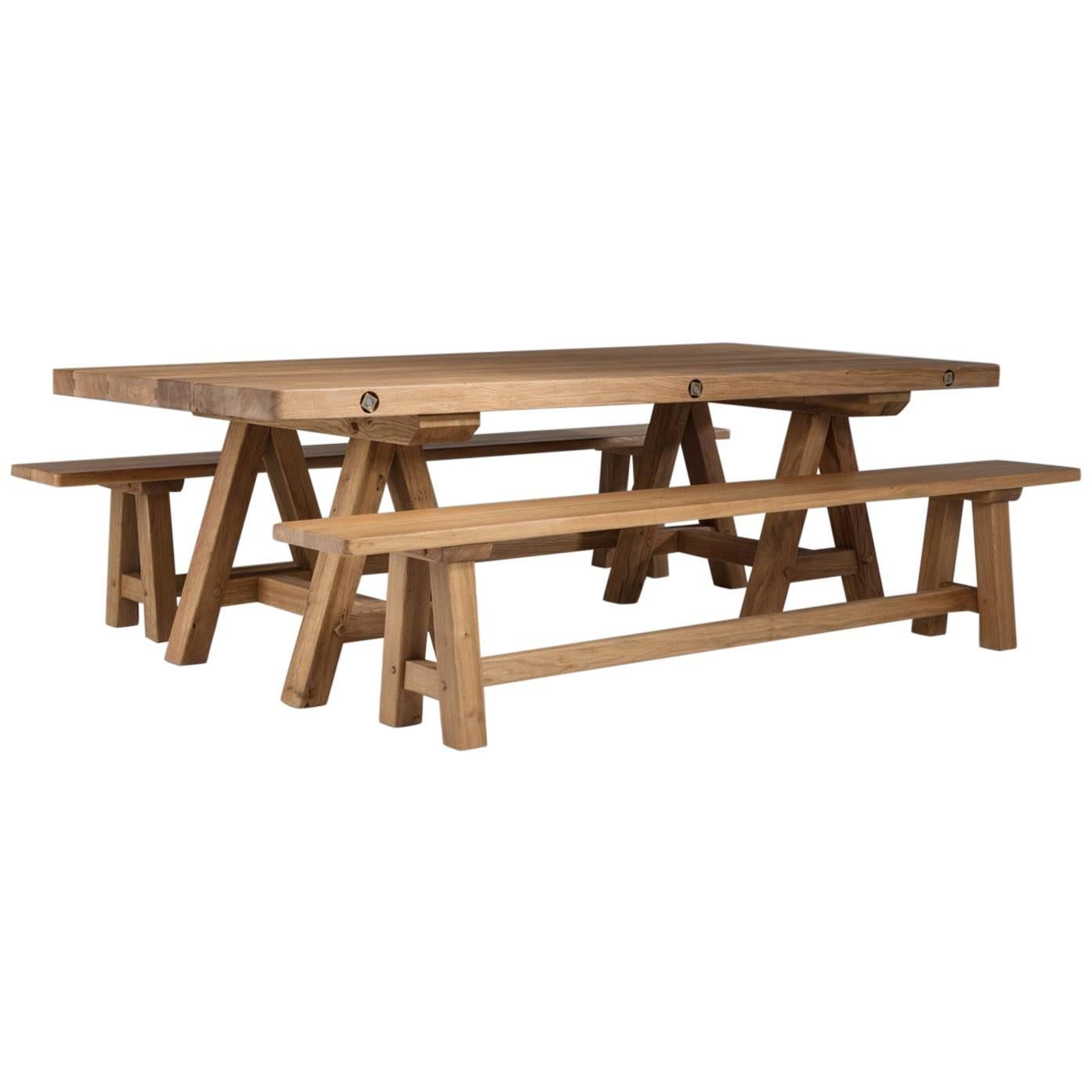 Bespoke French Oak Trestle Table For Sale