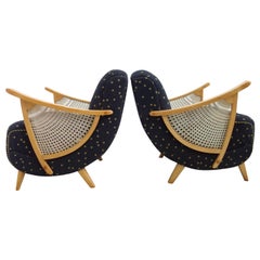 Pair of Black and Yellow Pattern Mid-Century Modern Club Chairs by Max Elzner 12