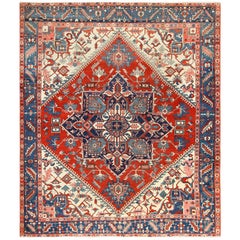 Oriental Room Size Persian Antique Serapi Heriz Rug 9