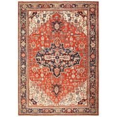 Large Oriental Antique Persian Heriz Serapi Rug 12