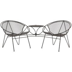 John Salterini Outdoor Patio Tete a Tete / Settee with Rare Hairpin Legs