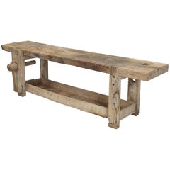 Used French Wood Worker's Bench or Console Table