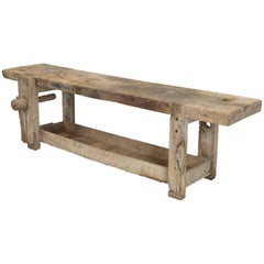 Antique French Wood Worker's Bench or Console Table 6