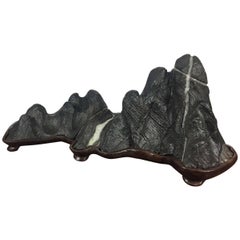 Vintage Fantastic Mountain Scholar Rock, Natural Bonsai Suiseki with High Peaks