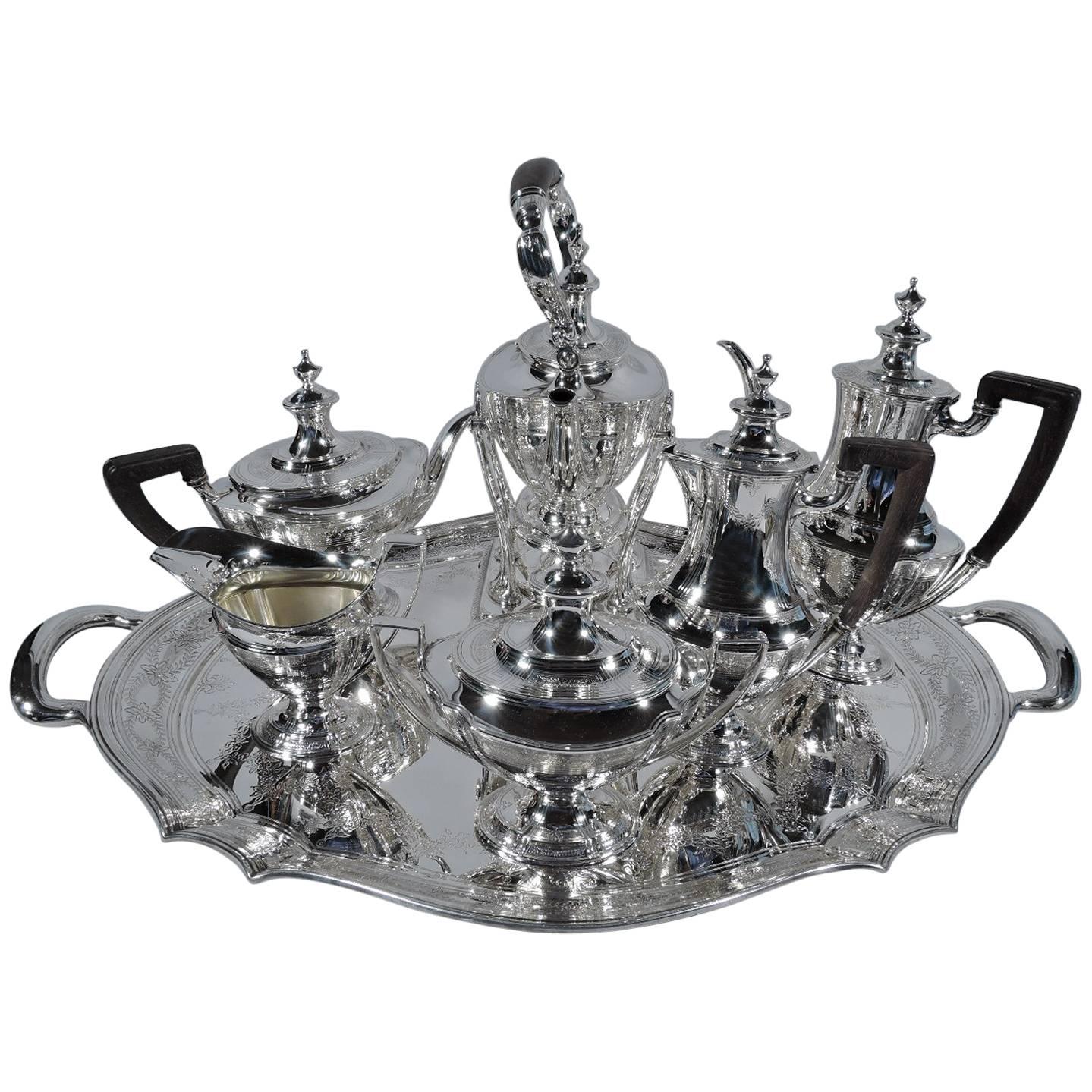Tiffany Edwardian Sterling Silver Tea and Coffee Set on Tray