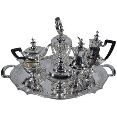 Tiffany Edwardian Sterling Silver Tea and Coffee Set on Tray 10