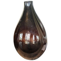 Brown Hand Blown Glass Vase