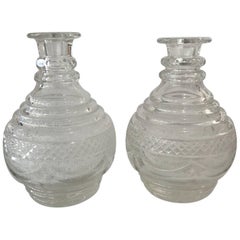 Beautiful Pair of Mid-19th Century Anglo Lush Blown and Cut Glass Decanter's