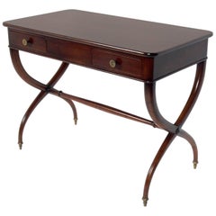 French Art Deco Desk with Curvaceous X-Base