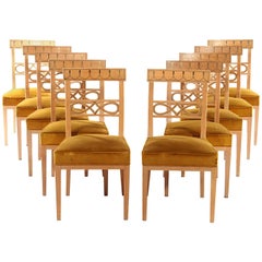 Set of Ten Brass-Inlaid Dining Chairs in the Regency Manner 7