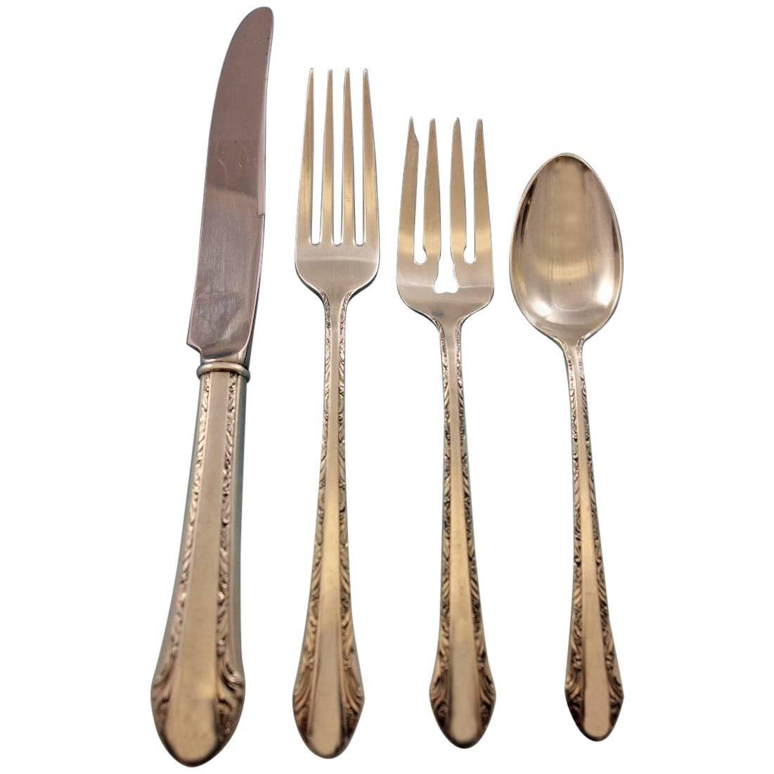 Chased Romantique by Alvin Sterling Silver Flatware Set for 8 Service 36 Pcs For Sale