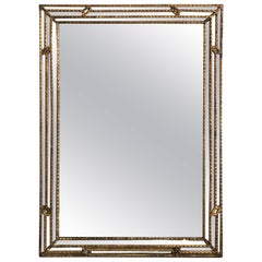 Large Early 20th Century Giltwood Regency Mirror with Mirrored Boarder, Italy