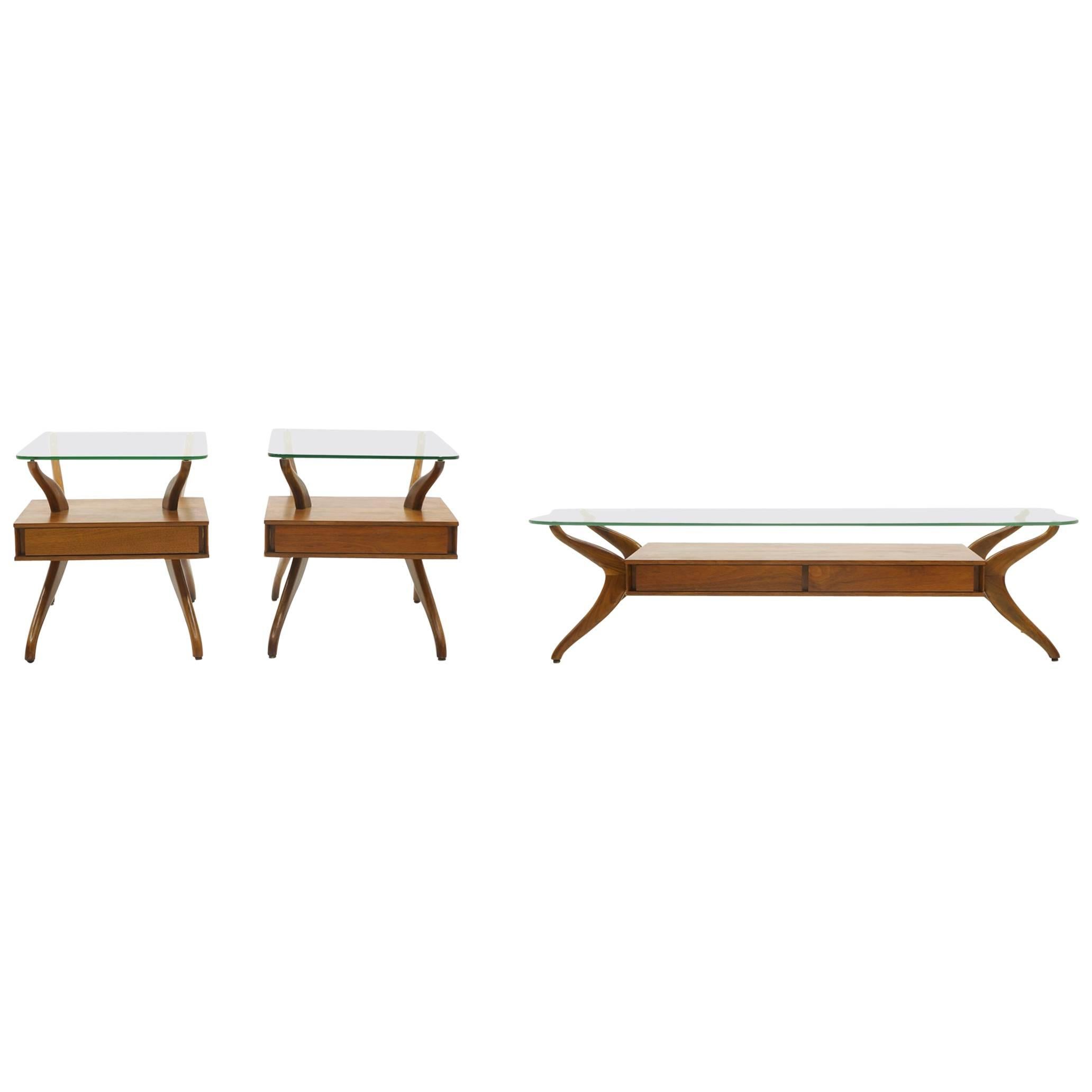 Sculptural Coffee Table and Two End Tables For Sale