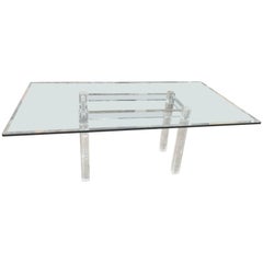 Spectacular Lucite Base Dining Table with Great Beveled Edge Glass Top
