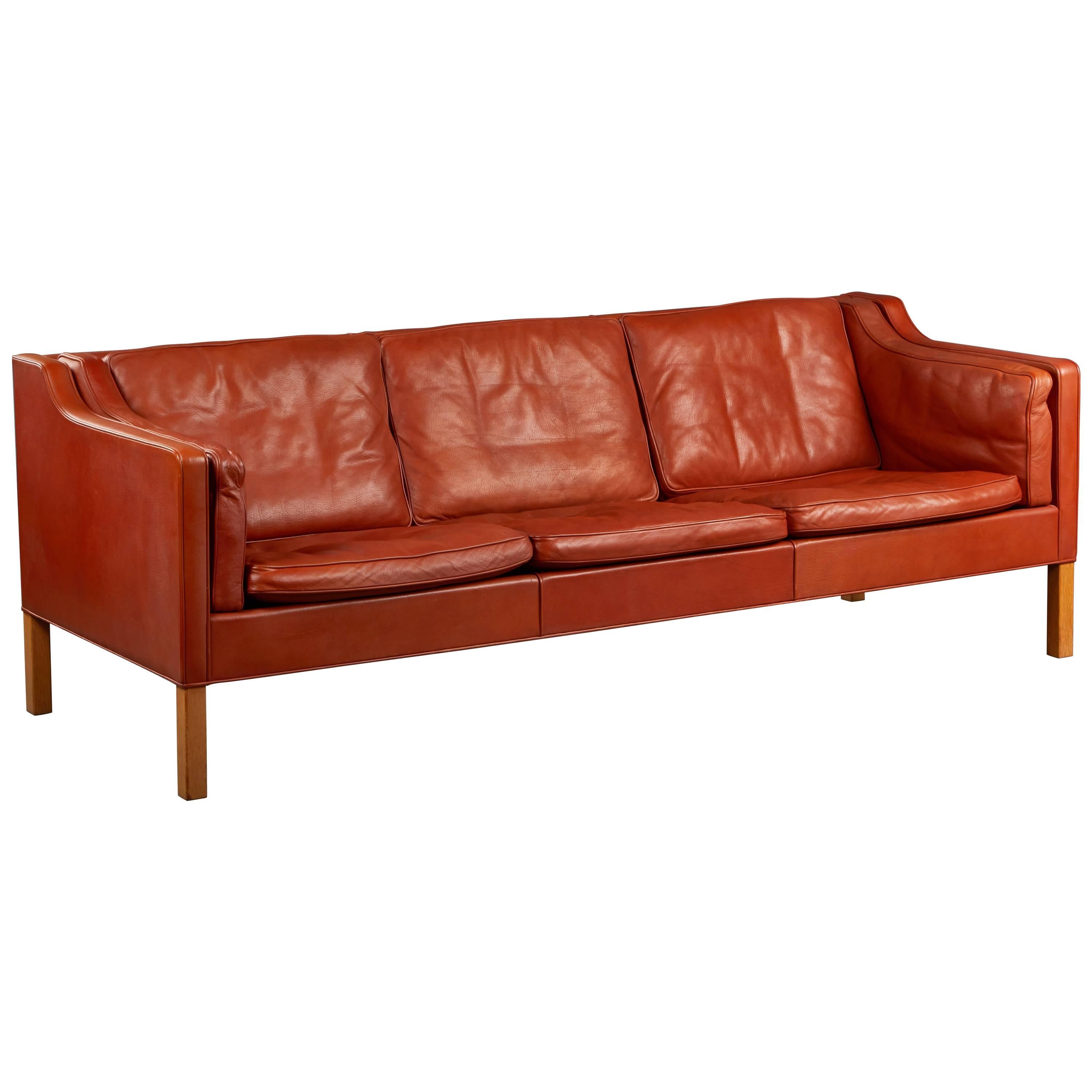 Børge Mogensen Leather Three-Seat Sofa