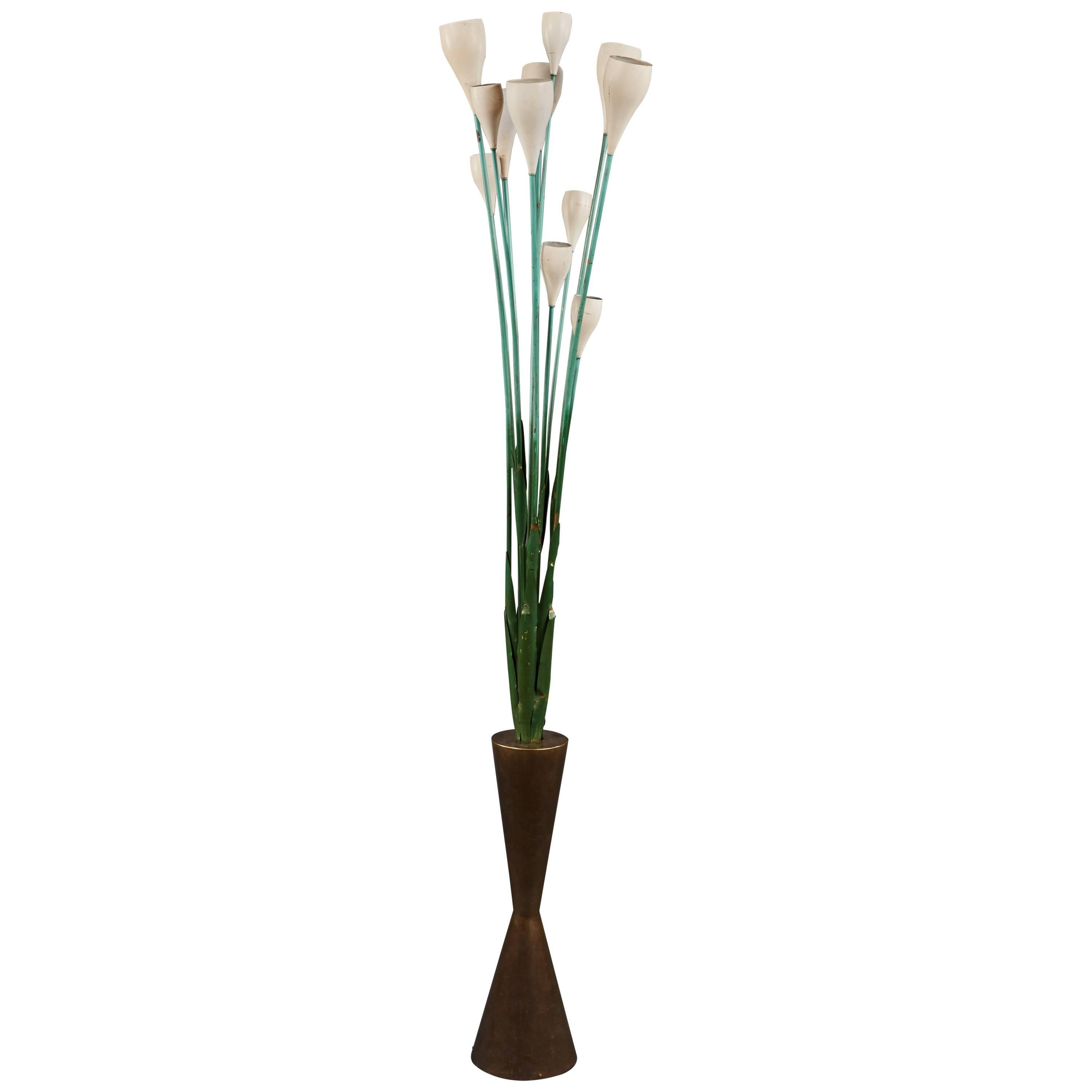 Large “Calla” Floor Lamp in the Manner of Angelo Lelii for Arredoluce For Sale
