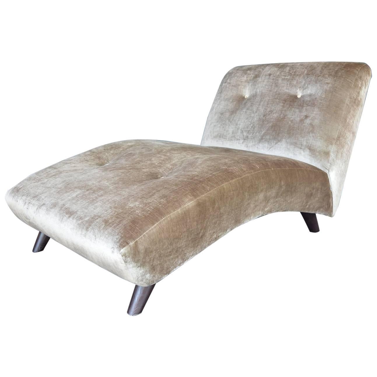 Brown Velvet Chaise Lounge