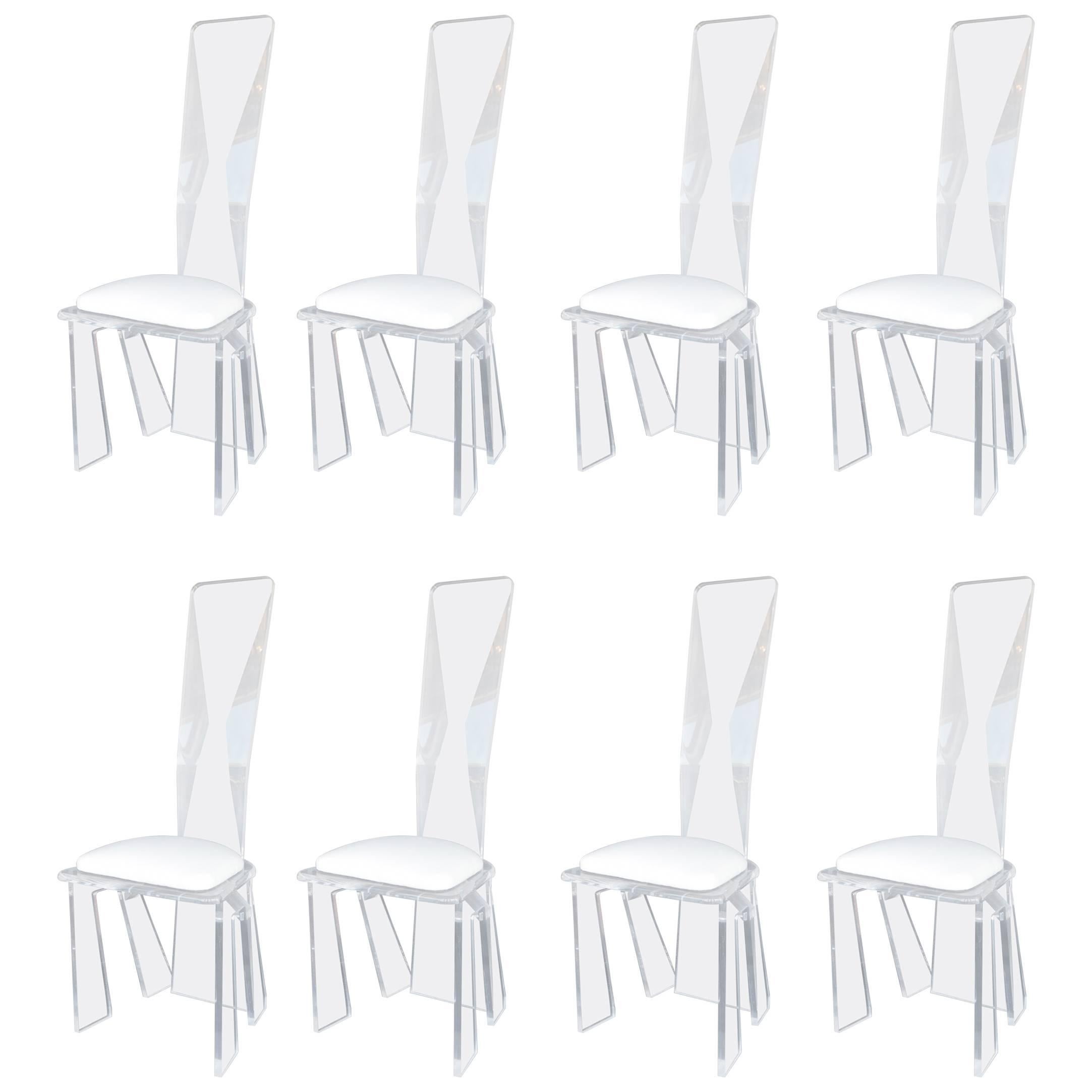 Set of Eight Lucite Dining Chairs