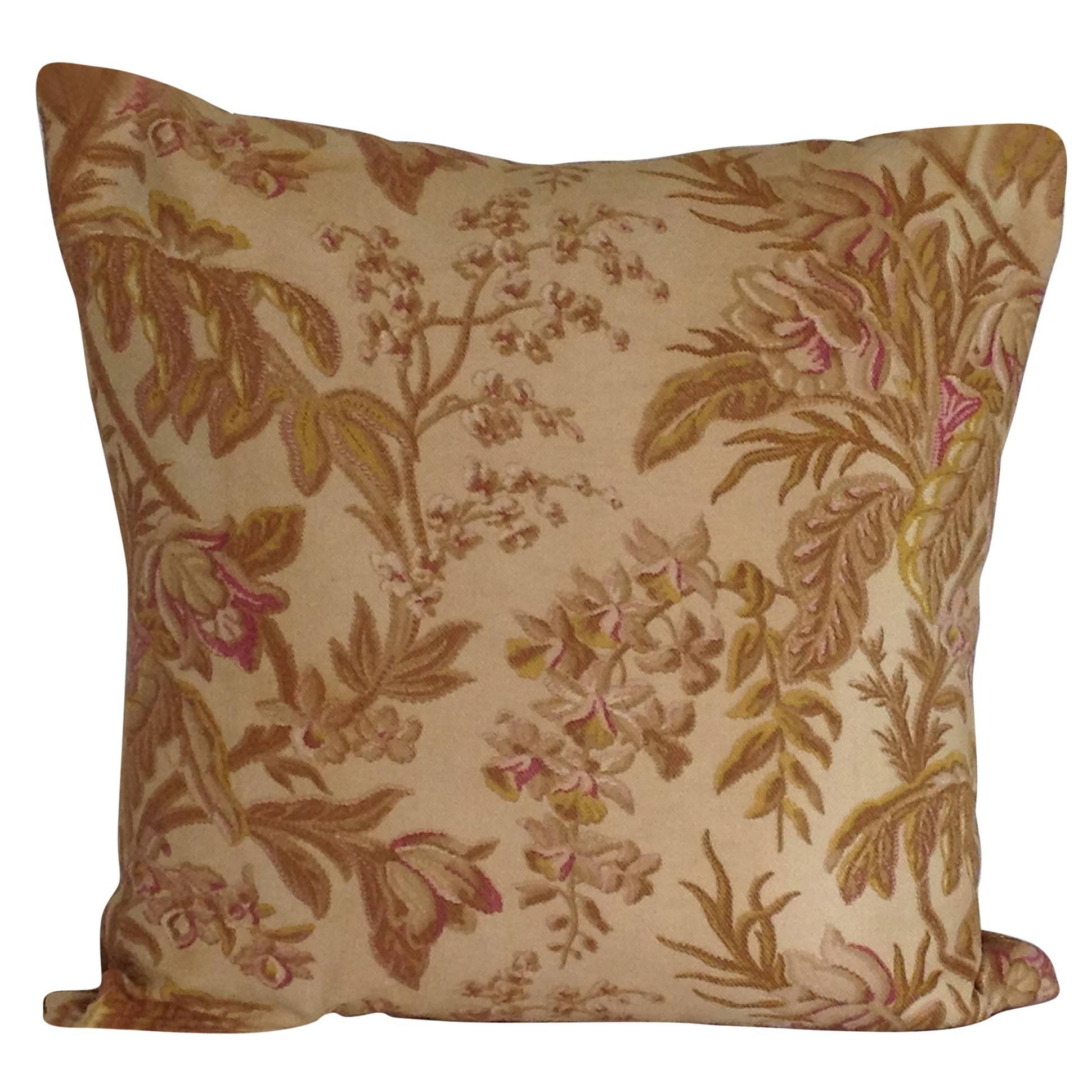 19th Century French Floral Accent Pillow