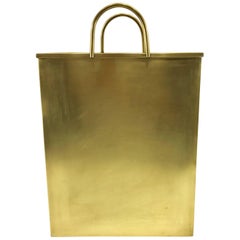 Gio Ponti, Attributed Bushed Brass Shopping Bag Magazine/Umbrella Stand