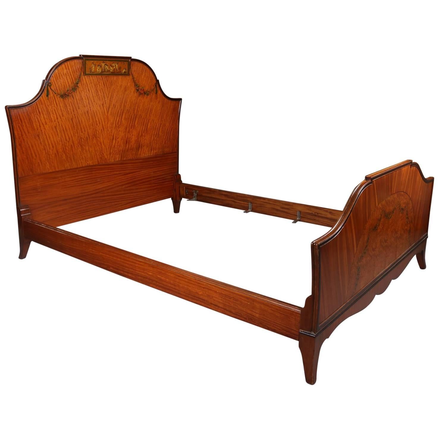 Antique and Fine Adam Style Painted 
Ebonized Satinwood 
Bronze Bed Frame