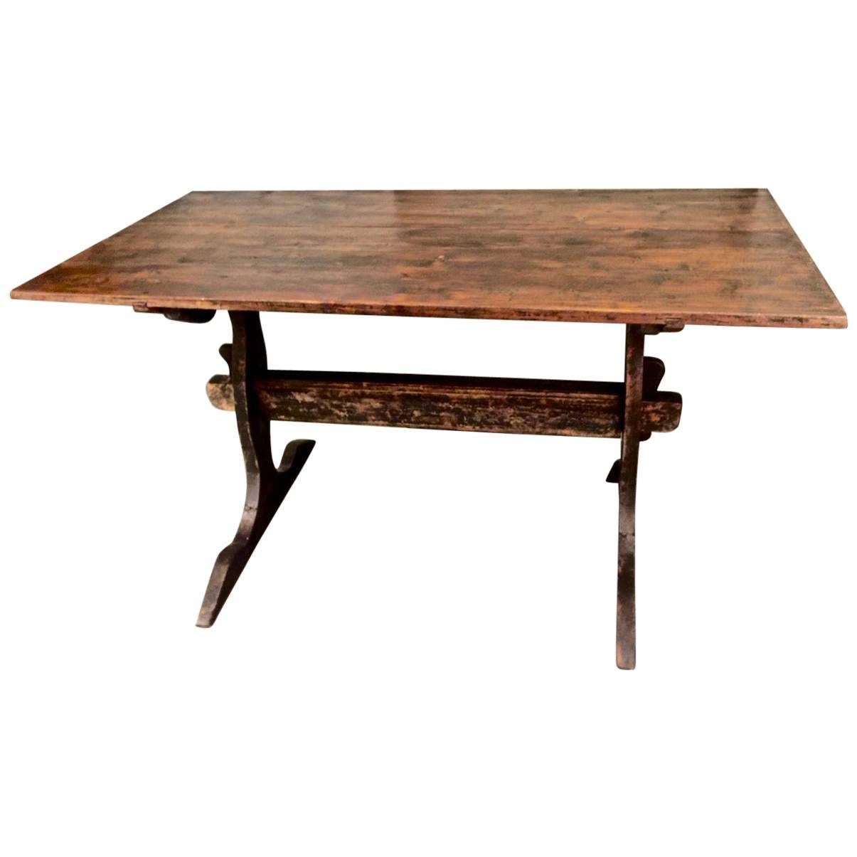 Antique Swedish Trestle Table, circa 1800