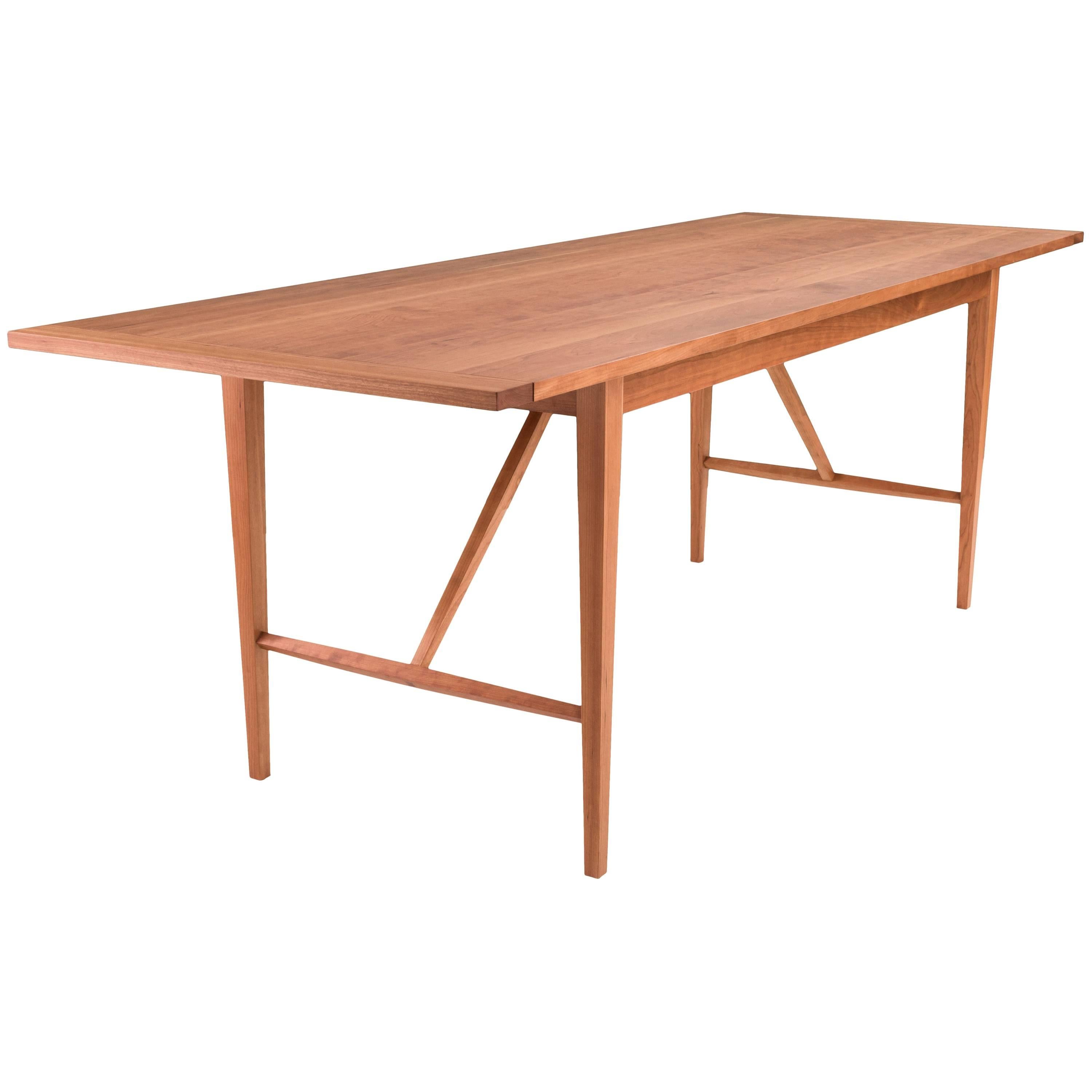 Hill Dining Table by Tretiak Works, Handcrafted Solid Cherry Shaker For Sale