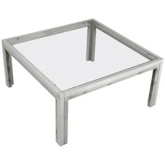 Italian Square Chromed and Glass Coffee Table 11