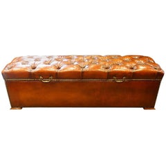 Antique Edwardian Ottoman in Leather