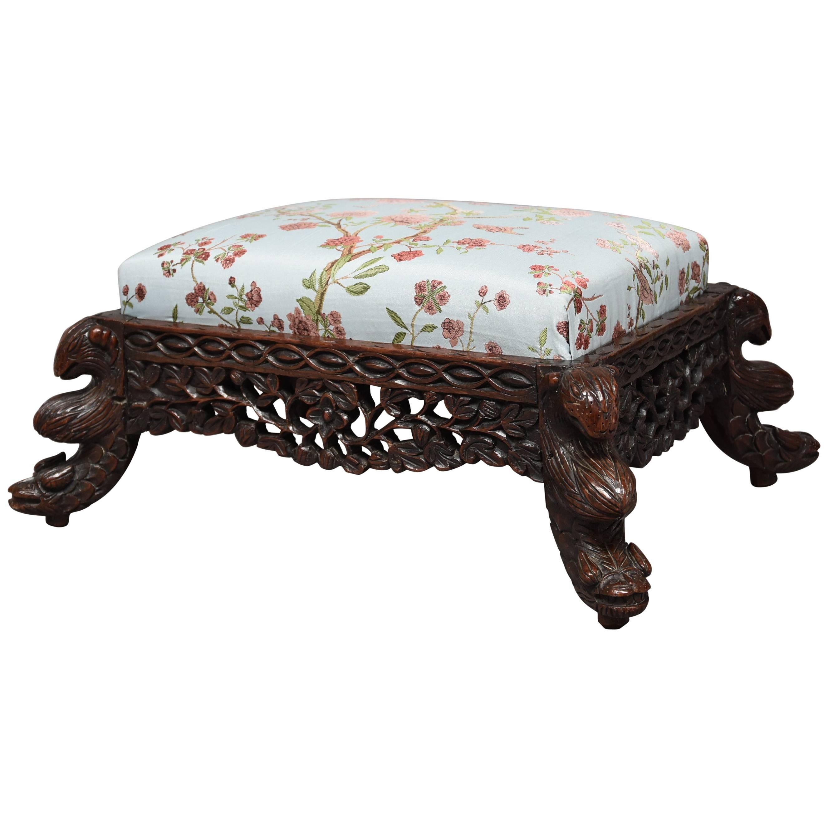 19th Century Hardwood Anglo-Indian Footstool For Sale