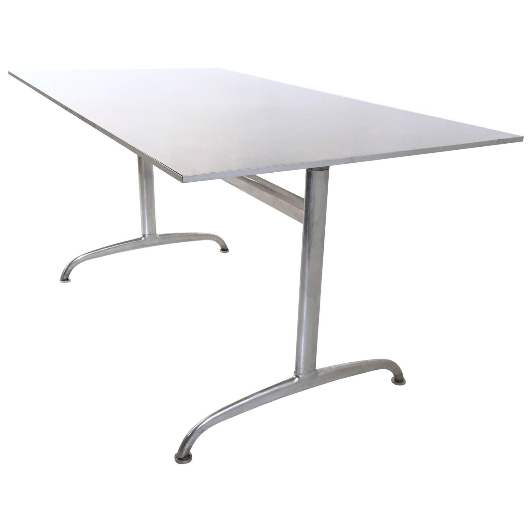 Aluminum Table or Writing Desk, Italy, 1950s