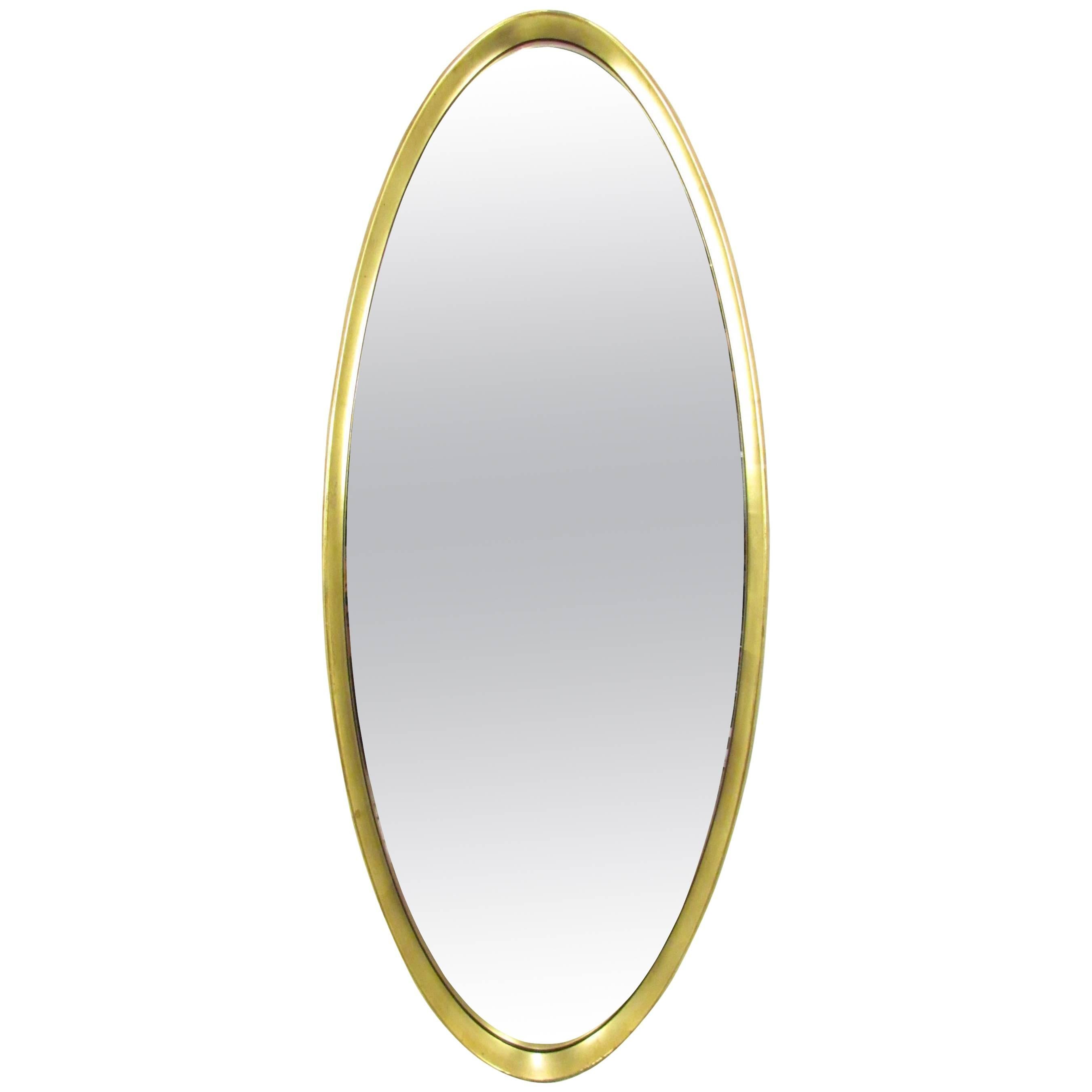 Hollywood Regency Gold Leaf Oval Wall Mirror Signed La Barge