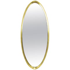 Hollywood Regency Gold Leaf Oval Wall Mirror Signed La Barge