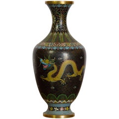 Antique Cloisonne Vase with Imperial Dragon Decoration