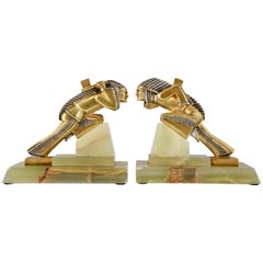 Pair of indian Art Deco Bronze Bookends by Gibert, 1930 France 
