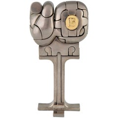 Cristina Bronze Puzzle Sculpture by Miguel Ortiz Berrocal with Ring, Numbered 3