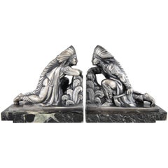 French Art Deco Indian Bookends by Maurice Frecourt, 1930