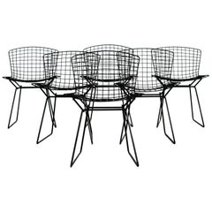 Set of Six Harry Bertoia Wire Chairs by Knoll