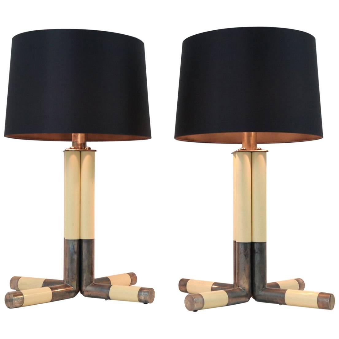 Silver and Avoriolina Lamps by Banci