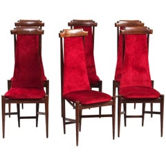 Franco Albini Style High Back Dining Chairs, Set of Six 11